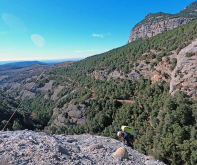 via ferrata Puig Arnau Canalda Cerca del Salt de la Perdiu en el Solsonès, provincia de Lleida, Cataluña